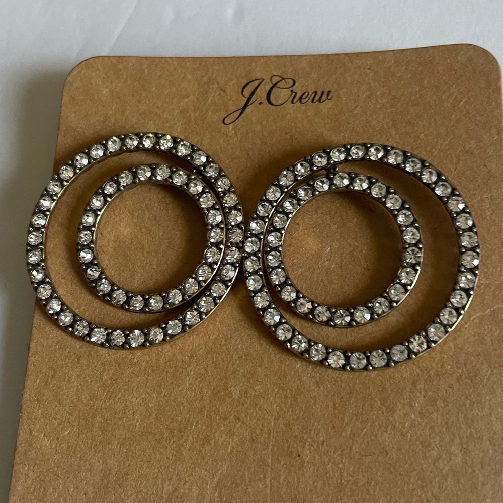 J.Crew Circle Earrings Rhinestone NWT